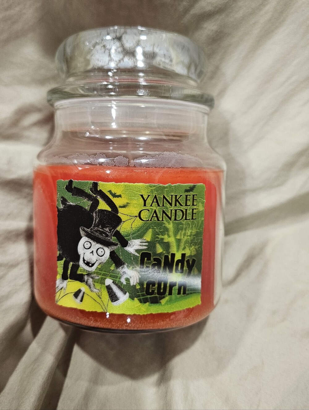 Yankee Candle CANDY CORN Boney Bunch Halloween Holographic Candle Rare 12.5 Oz